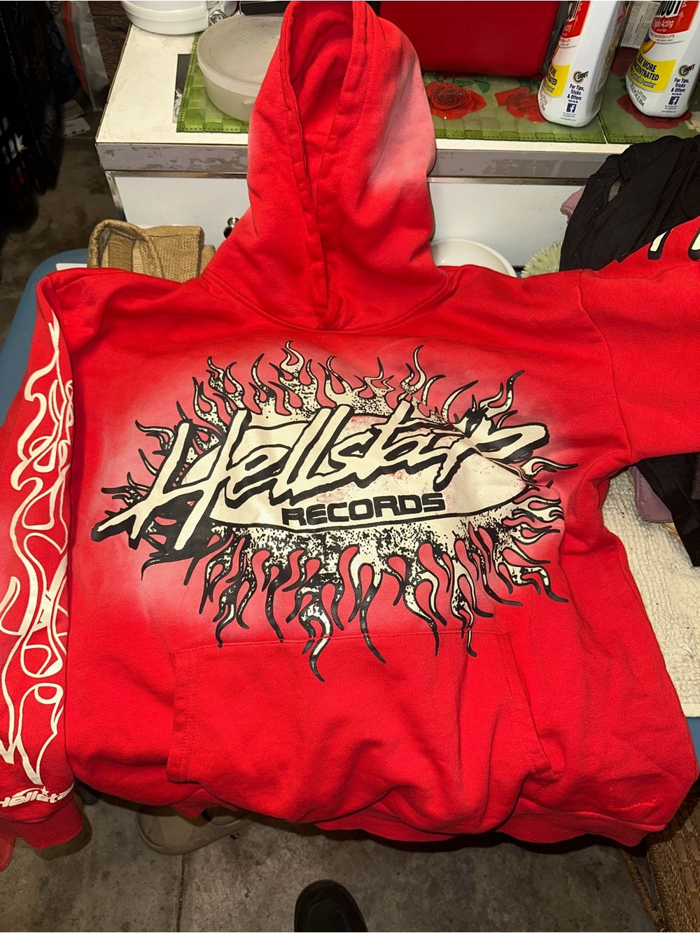 Hellcat Records Red Graphic Hoodie - Men's Sweater
